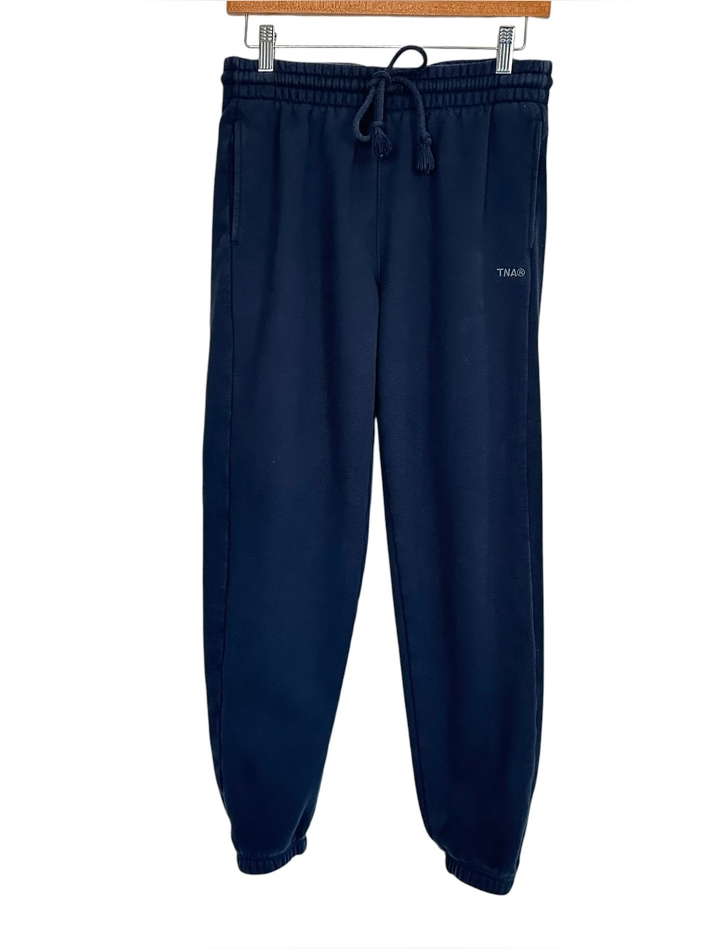 TNA Aritzia Sweatfleece Cozy Fleece Boyfriend Fit Joggers Sz Small Blue Lounge
